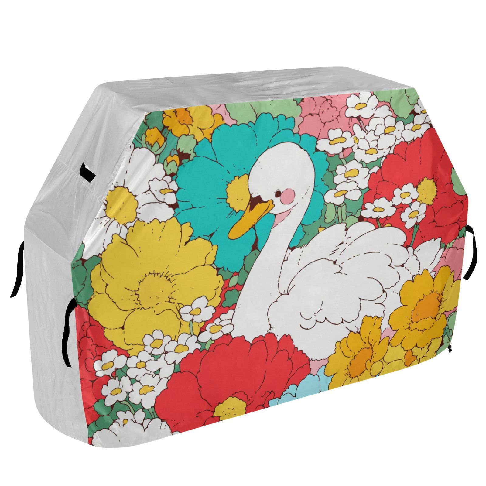 Swan Colorufl Peony pokrowiec na grill gazowy, 158 cm, wodoodporny, wytrzymały, odporny na rozdarcie, odporny na blaknięcie materiał, pokrowiec na grilla z regulowanym sznurkiem na kurz i wiatr