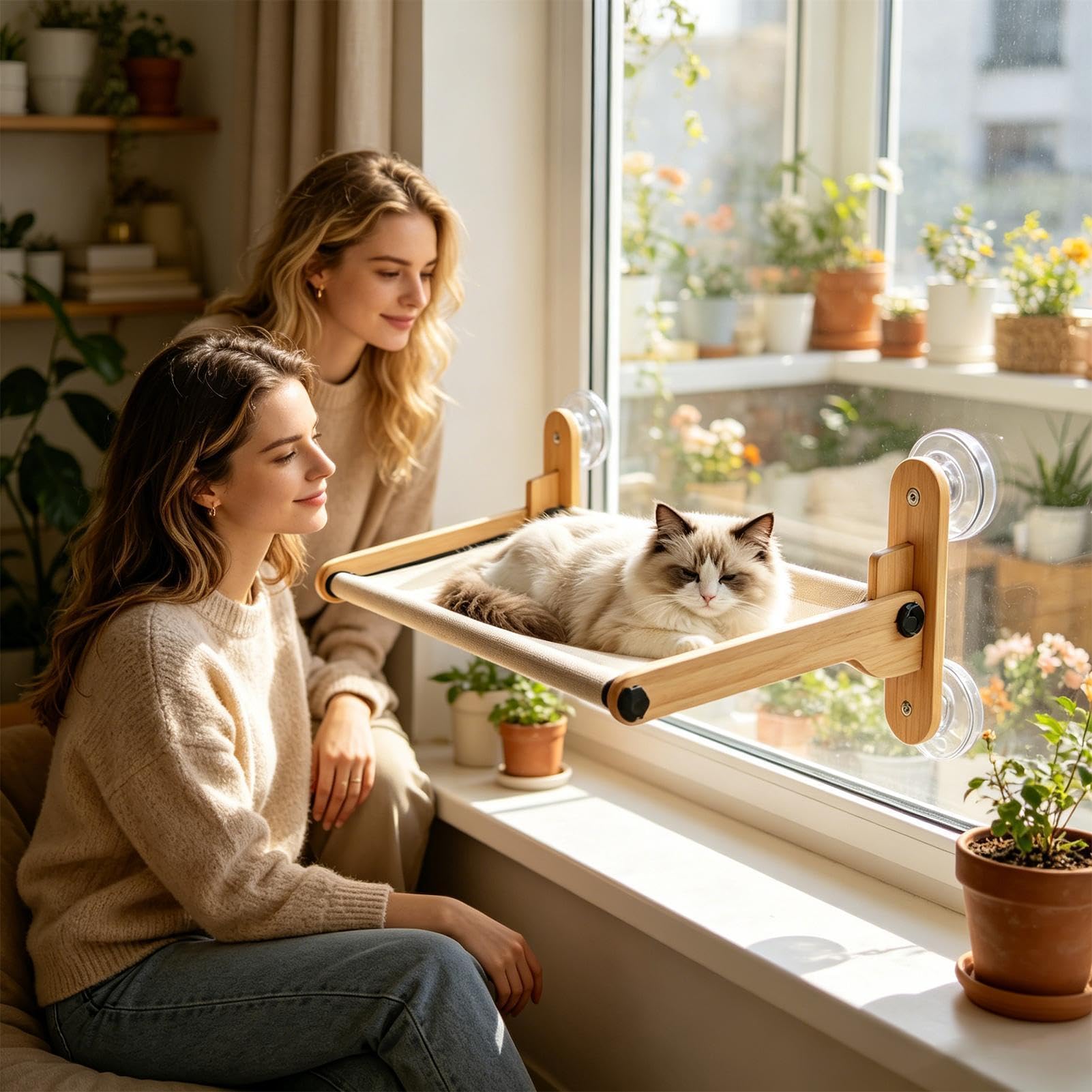 Cuccia per gatto da finestra Riposo Con Ventose | Amaca da finestra per gatto a rete traspirante regolabile multistagionale Appartamento, Balcone, Davanzale, Lato , Casa, e