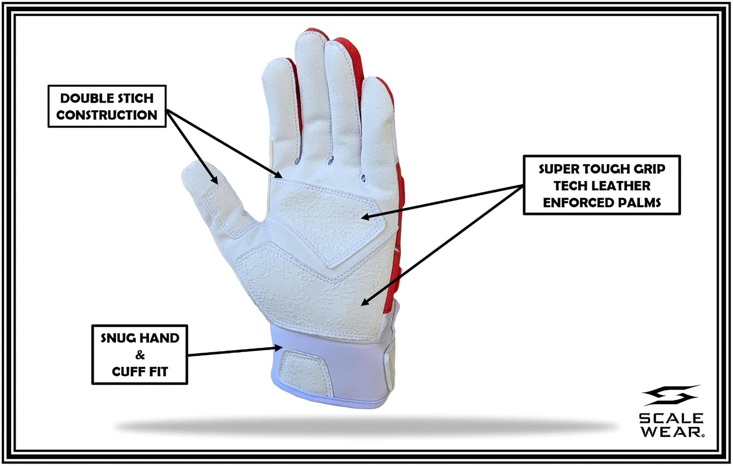 Scale Wear Eco Stealth Padded Lineman Football Gloves Reinforced Leather Palms Adult Mens Youth Sticky Boost Your Game Durable Protection, Various