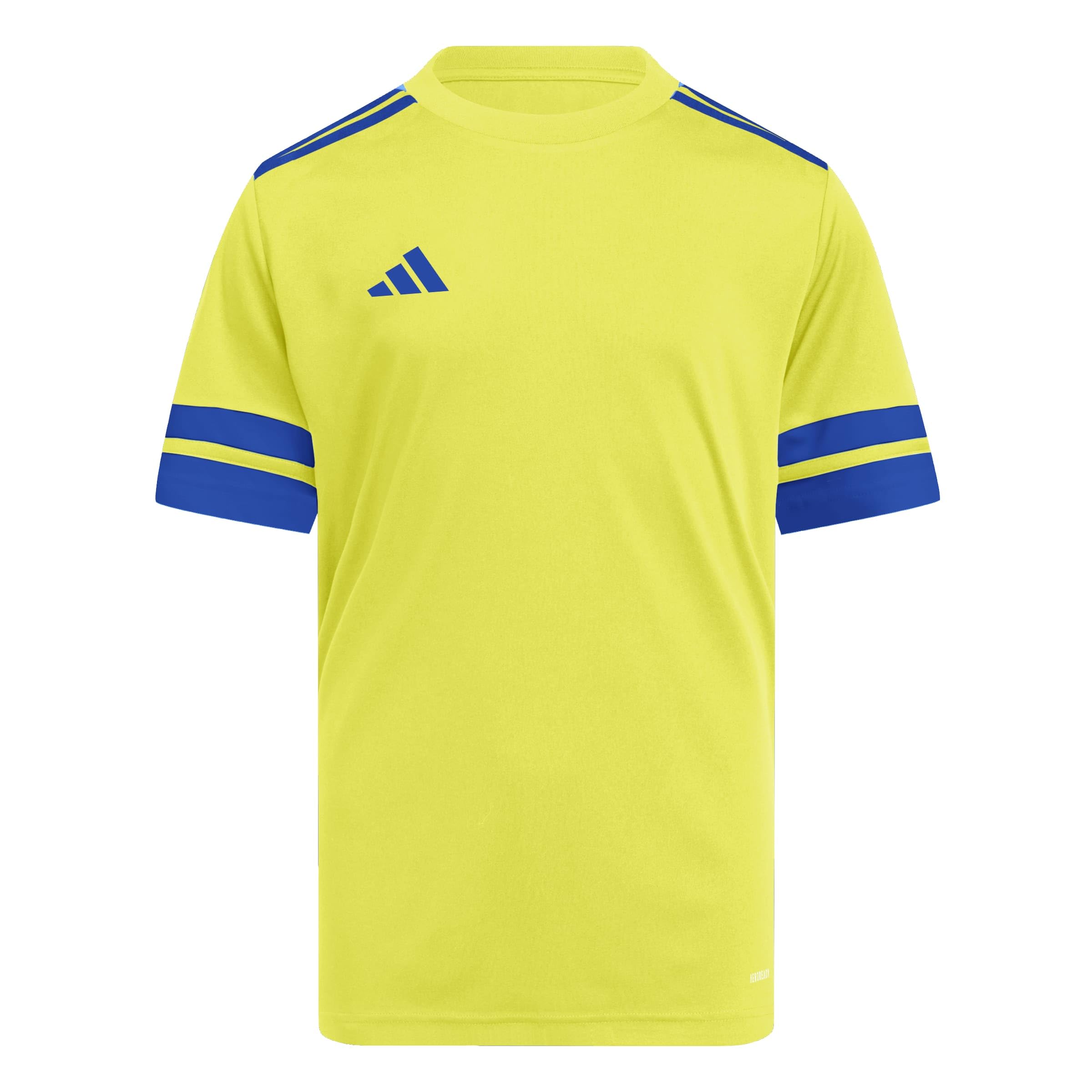 adidas Unisex Kids Squadra25 Jersey Short Sleeve Kids Shirt, Team Yellow/Team Royal Blue, 7-8 Years