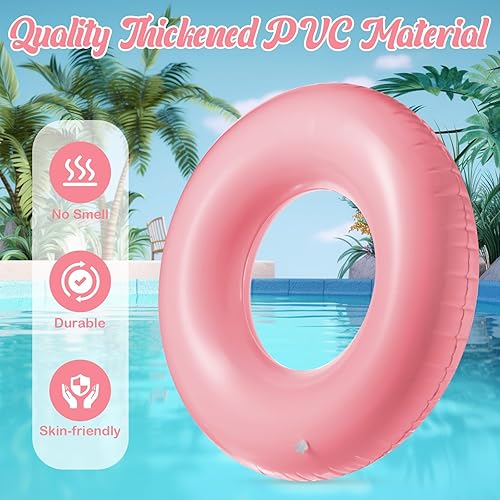 Miniatura 3 de Flotador inflable grande de piscina de 36 pulgadas, flotadores de piscina para adultos, tubo inflable de juguete para niños y niñas, vacaciones de