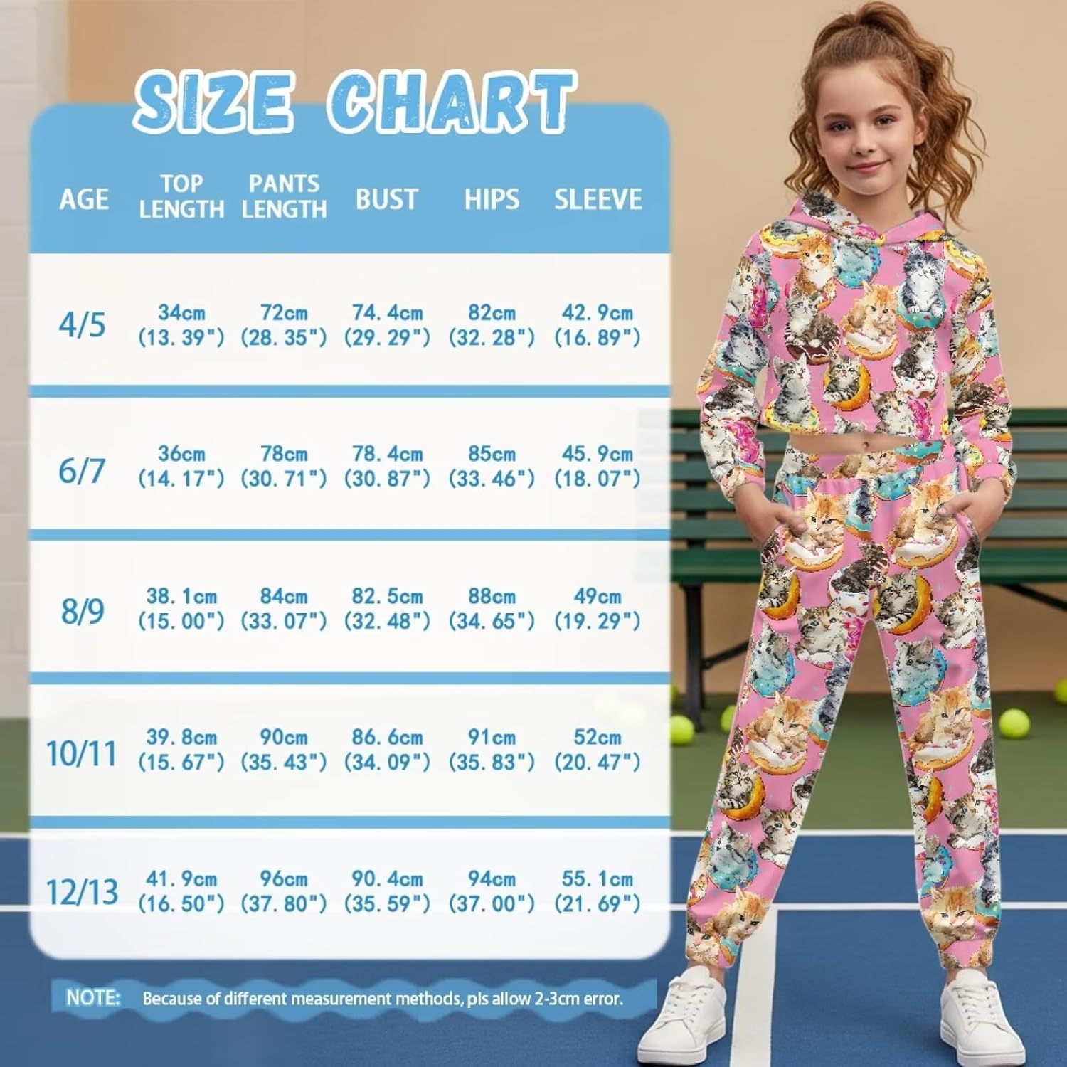Girls Sweatsuit and Sweatpants 2 Piece Outfits Pullover Crop Tops for Kids Comfort Athletic Hoodies