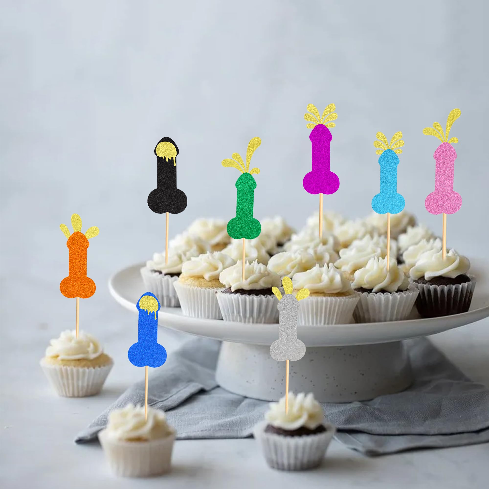 Blumomon - Set di 48 decorazioni per cupcake in oro rosa con glitter e glitter per matrimoni, fidanzamenti, matrimoni, matrimoni, doccia, torte, decorazioni per feste di addio al nubilato