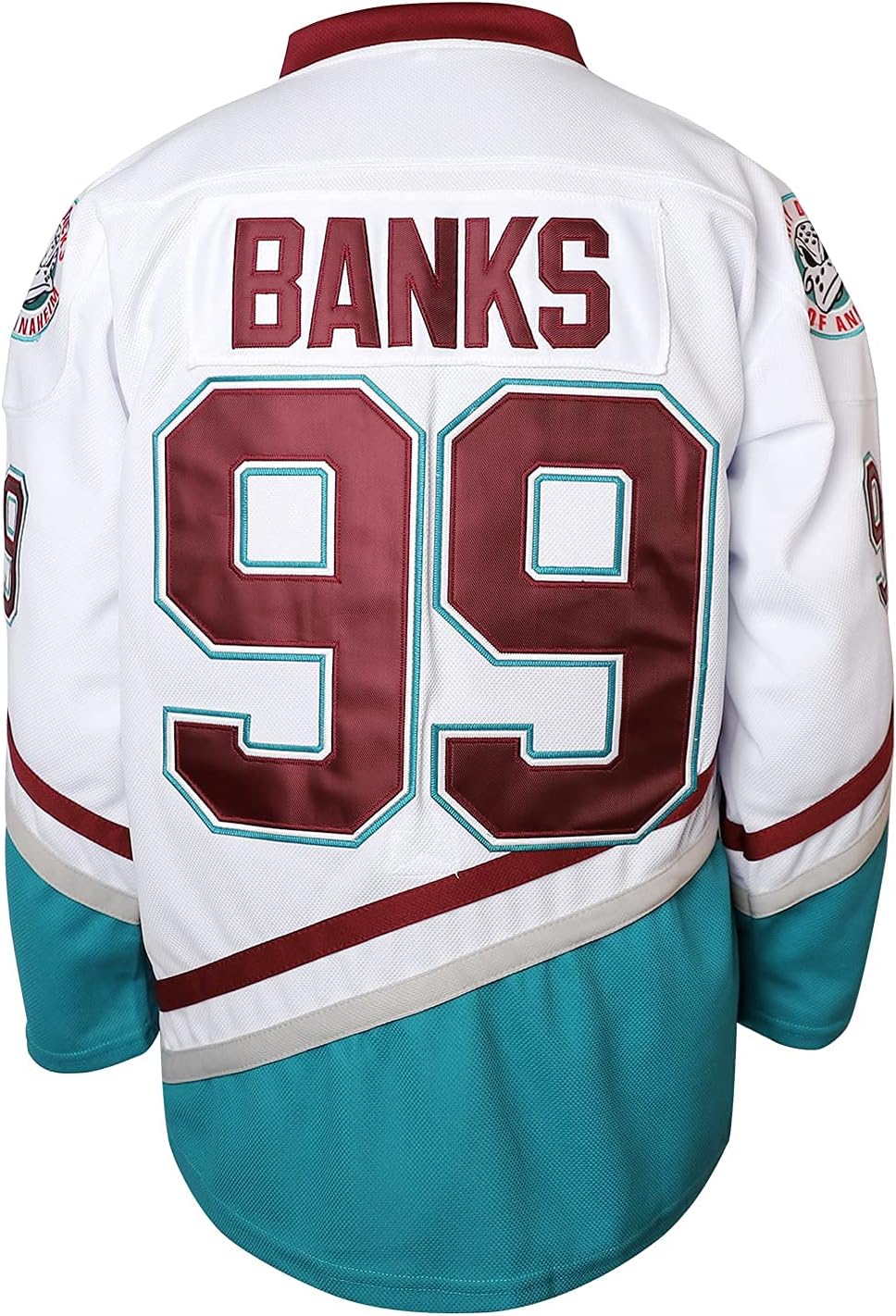 Adam Banks #99 Mighty Ducks Movie Hockey Jersey White Green Black(White, XXX-Large)
