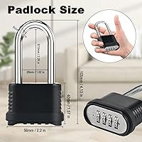 Vista 2 de Cerradura de combinación de 4 dígitos resistente a la intemperie, grillete de 4.134 in de largo, resistente a la intemperie, cerradura combinada