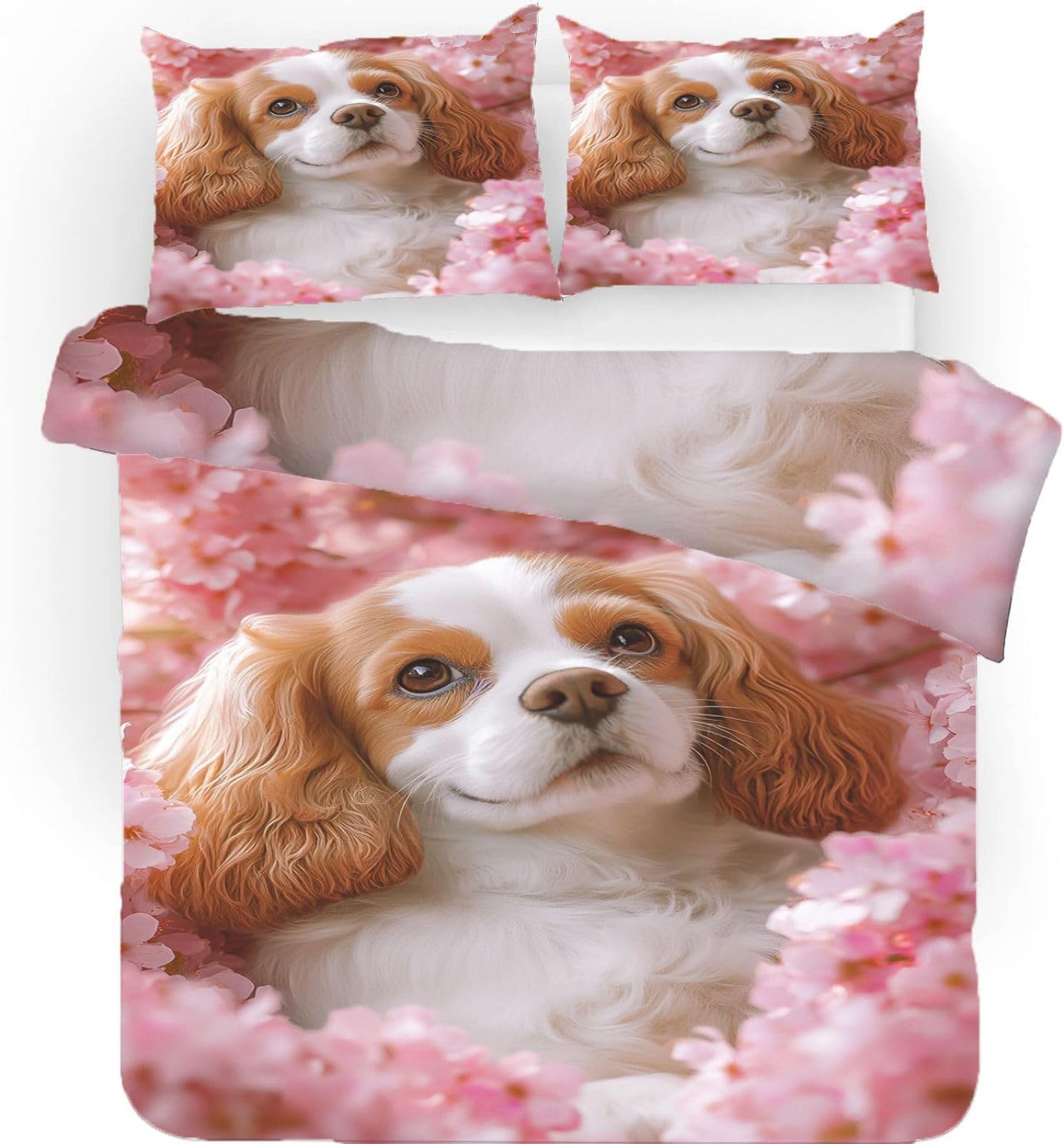 Zestaw pościeli na kołdrę Cocker Spaniel w rozmiarze king size, z zapięciem na zamek błyskawiczny, zestaw pościeli dla dzieci, miękka, hipoalergiczna poszewka na kołdrę z mikrofibry, 230 x