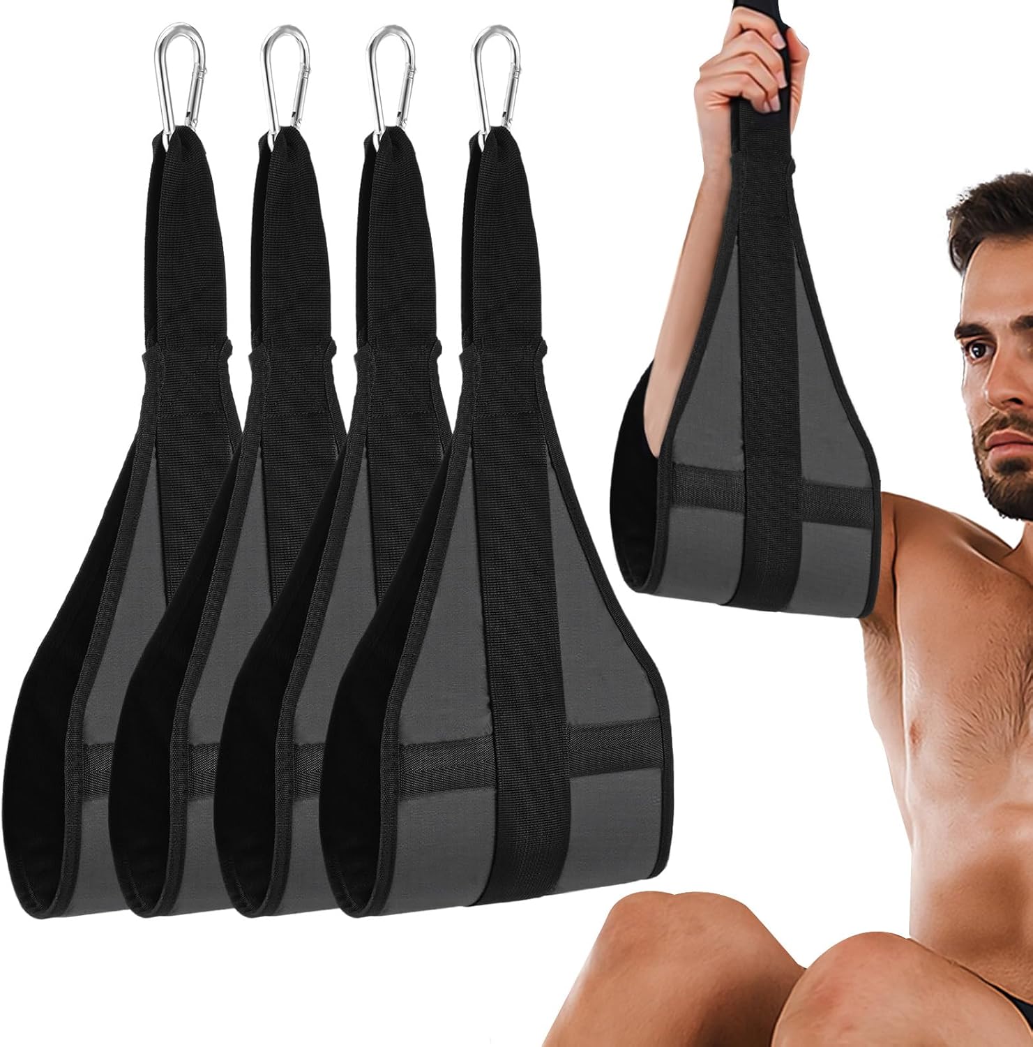 Hanging Ab Straps, 4 Pcs Gym Ab Hanging Sling Straps Padded Adjustable Arm Supports for Arm Pull Up Bar Training Workout Equipment Bodyweight Exercises
