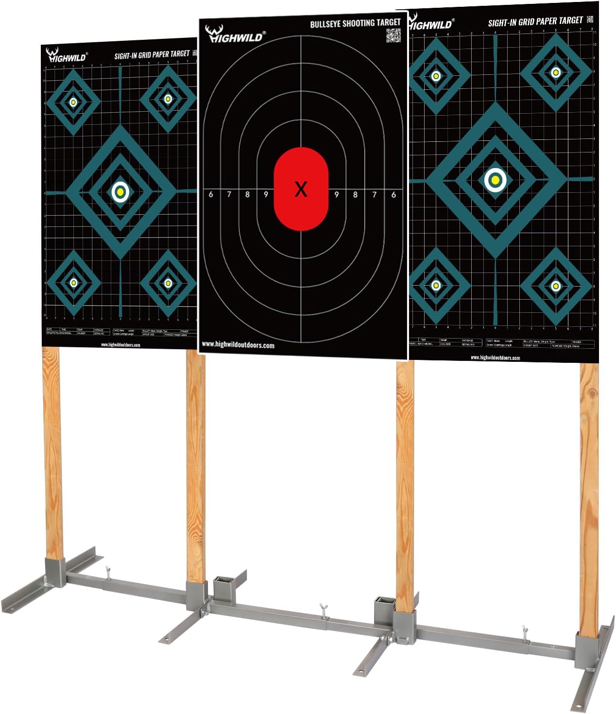 Highwild Adjustable Target Stand Base Paper Target Stands for Shooting Range Portable H-Shape Cardboard Shooting Base Triple Set