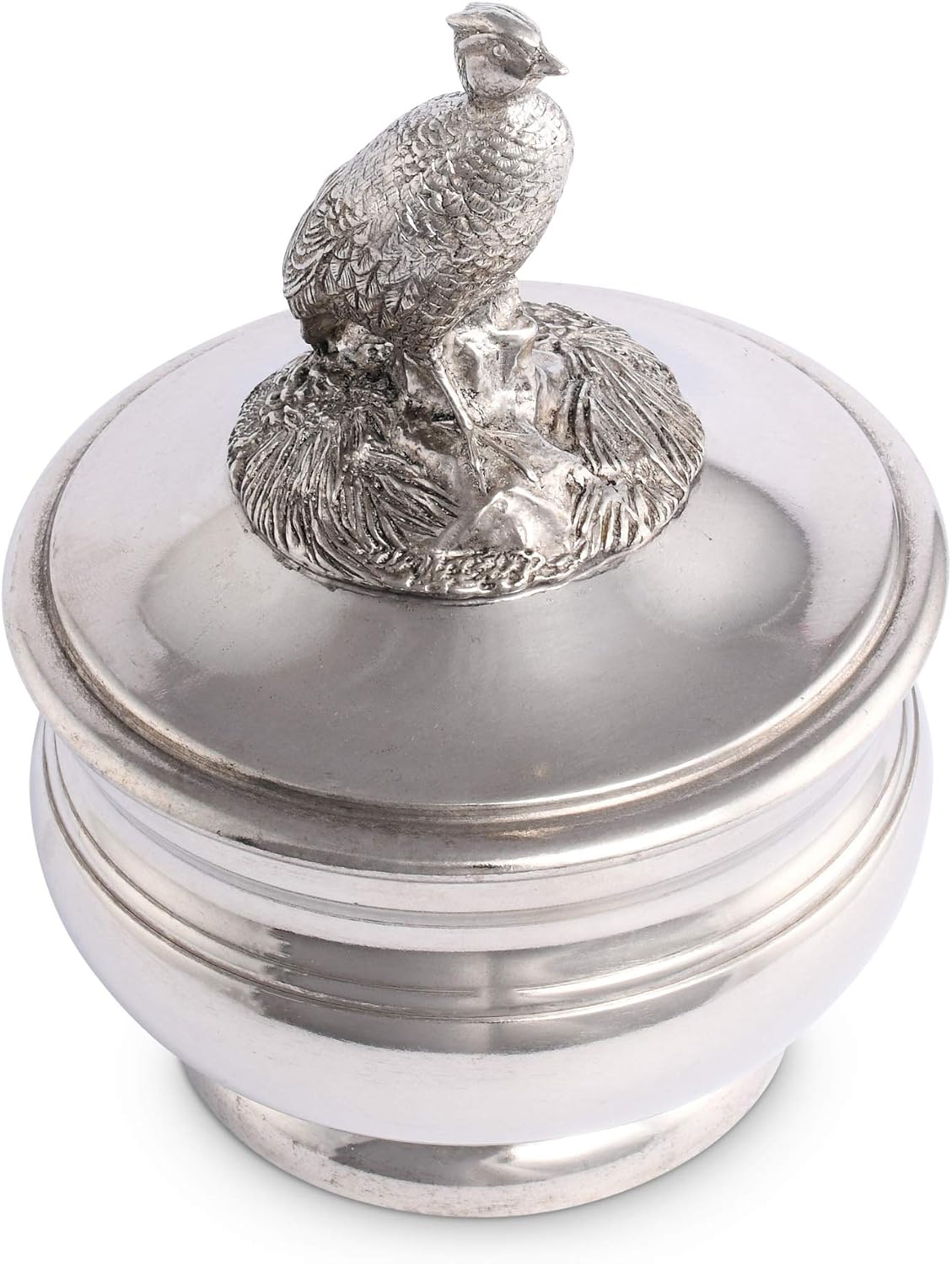 Vagabond House Pewter Pheasant Covered Sauce/Dip/Soup Bowl Woodland Gamebird Décor 5 inch Diameter 6 inch Tall