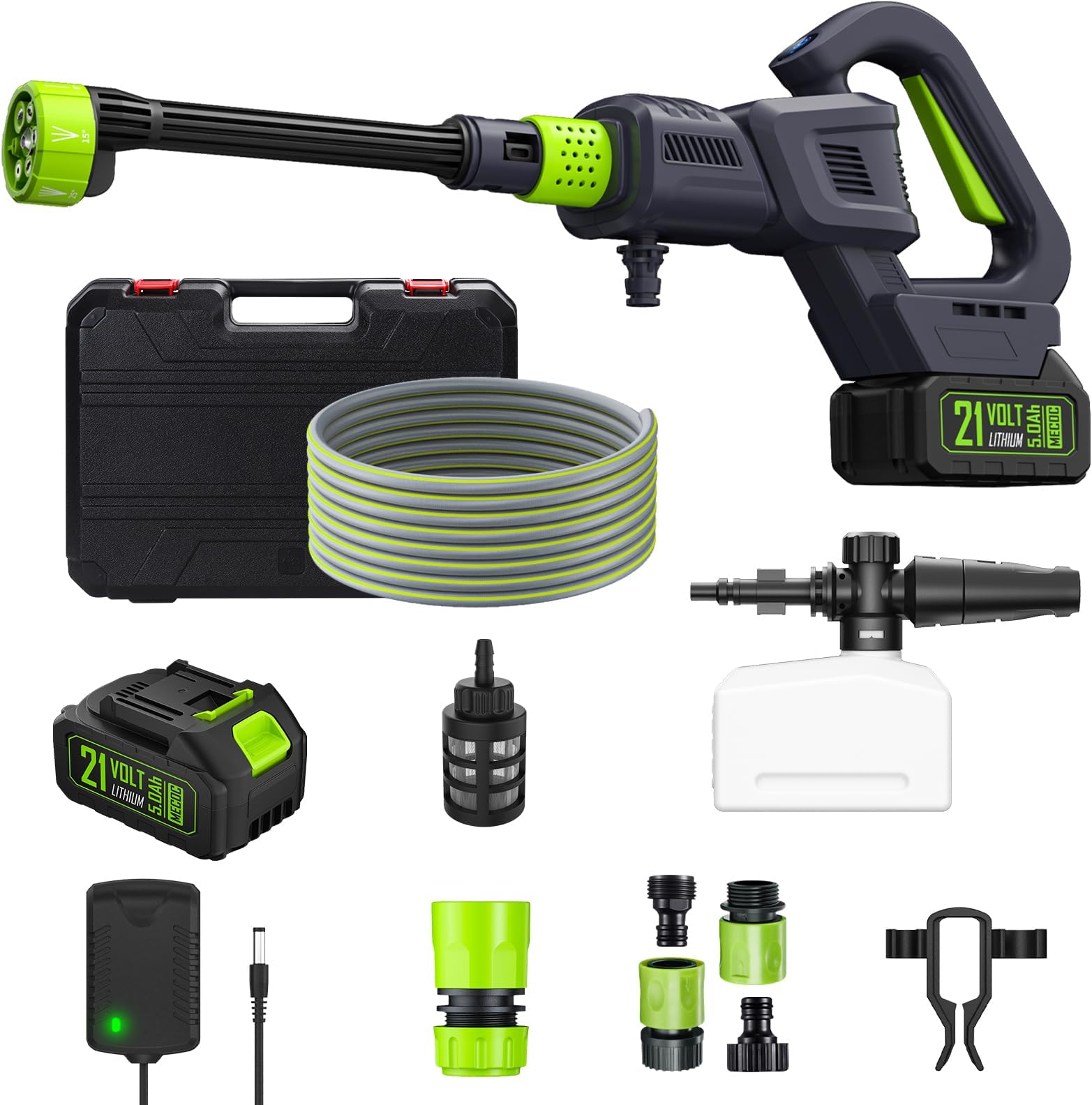 Cordless Pressure Washer, 700PSI Portable Power Washer with Rechargeable 4.0Ah Battery 6-in-1 Nozzle, 3 Speed Adjustment LCD Touch Screen, Handheld High-Pressure Car Washer Gun for Home/Floor