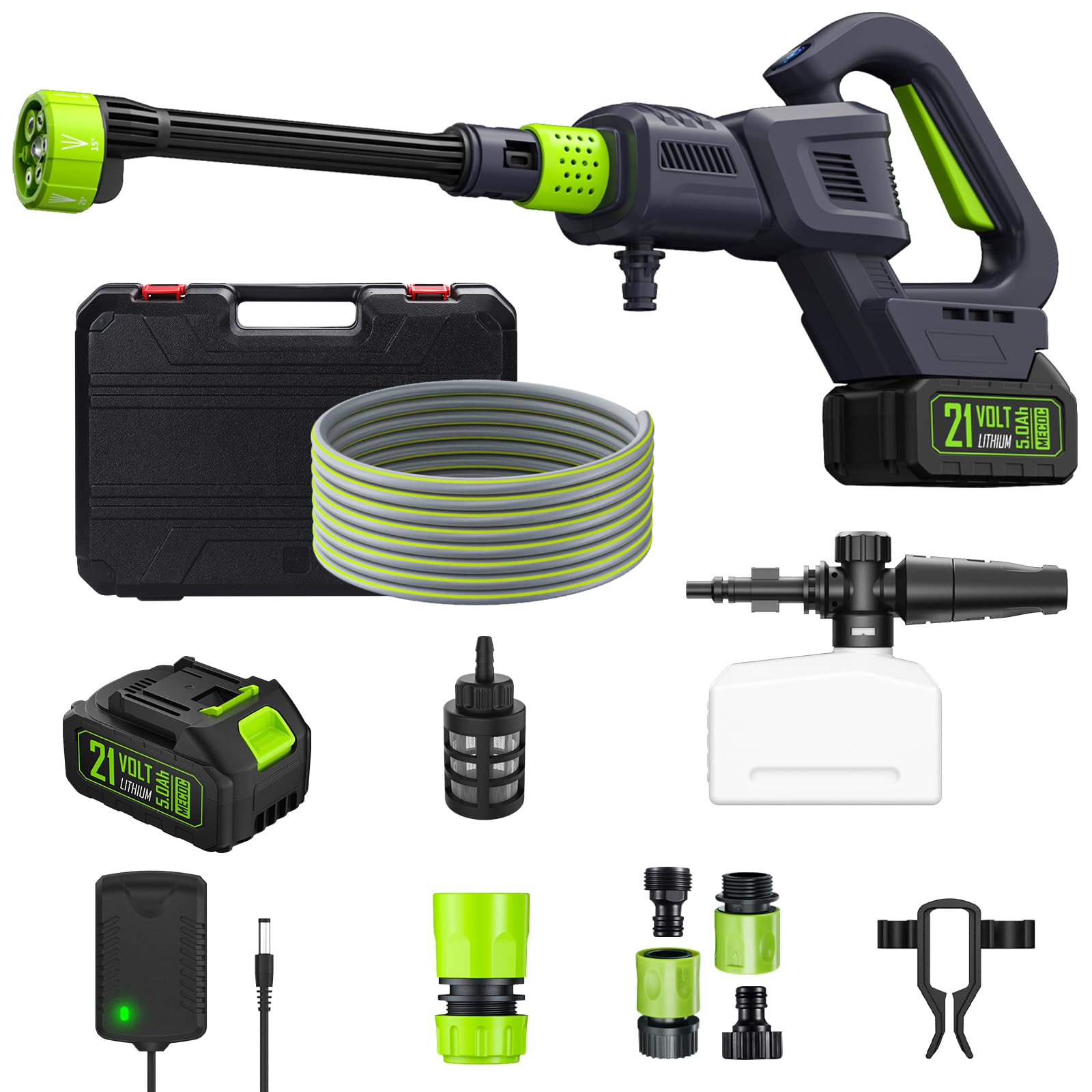 Cordless Pressure Washer, 700PSI Portable Power Washer with Rechargeable 4.0Ah Battery 6-in-1 Nozzle, 3 Speed Adjustment LCD Touch Screen, Handheld High-Pressure Car Washer Gun for Home/Floor