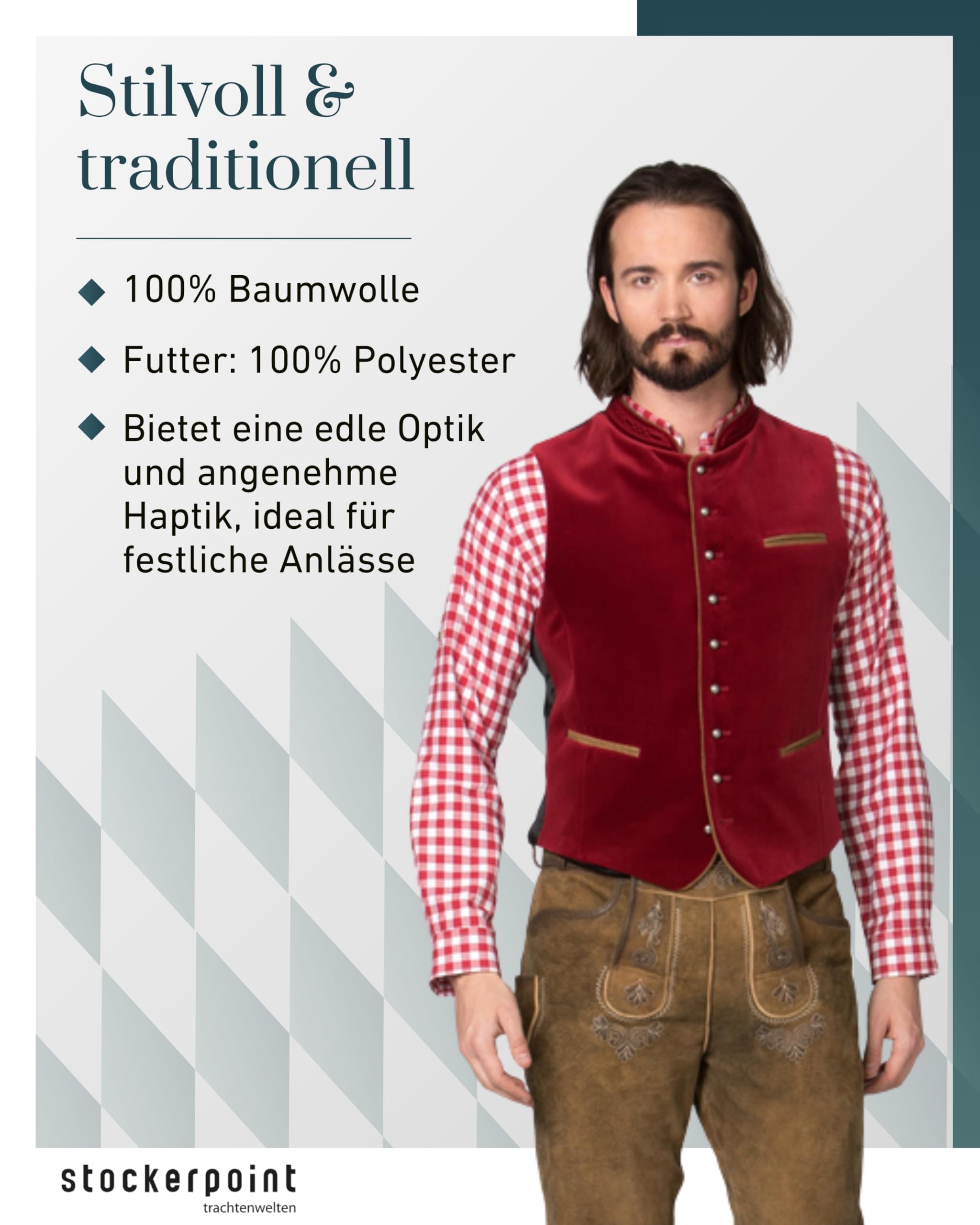 Stockerpoint Herren Trachtenweste Ricardo – Bild 2