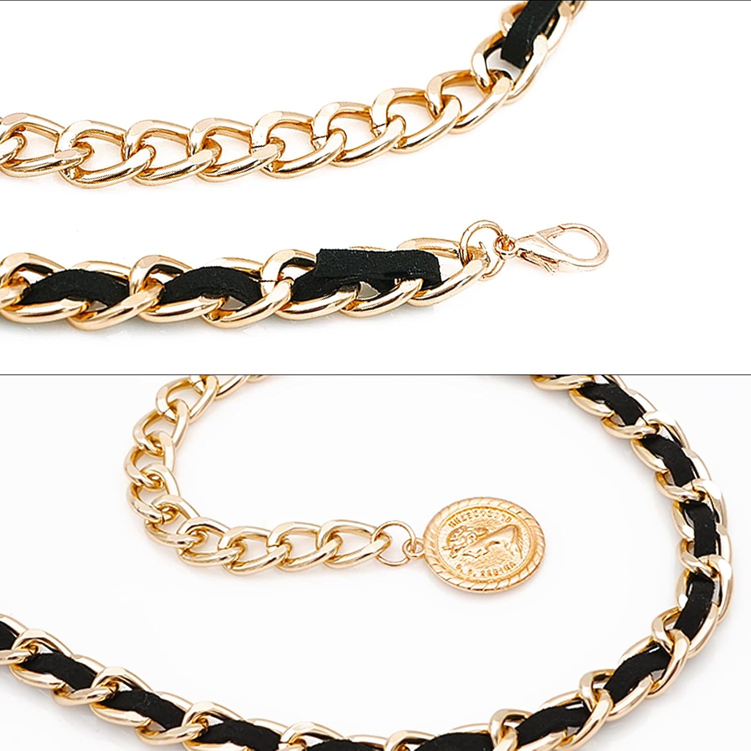 Leather Chain Belts for Women Girls, Layered Body Chain Belts Metal Waist Chain for Dress Vest Jeans - Image 5