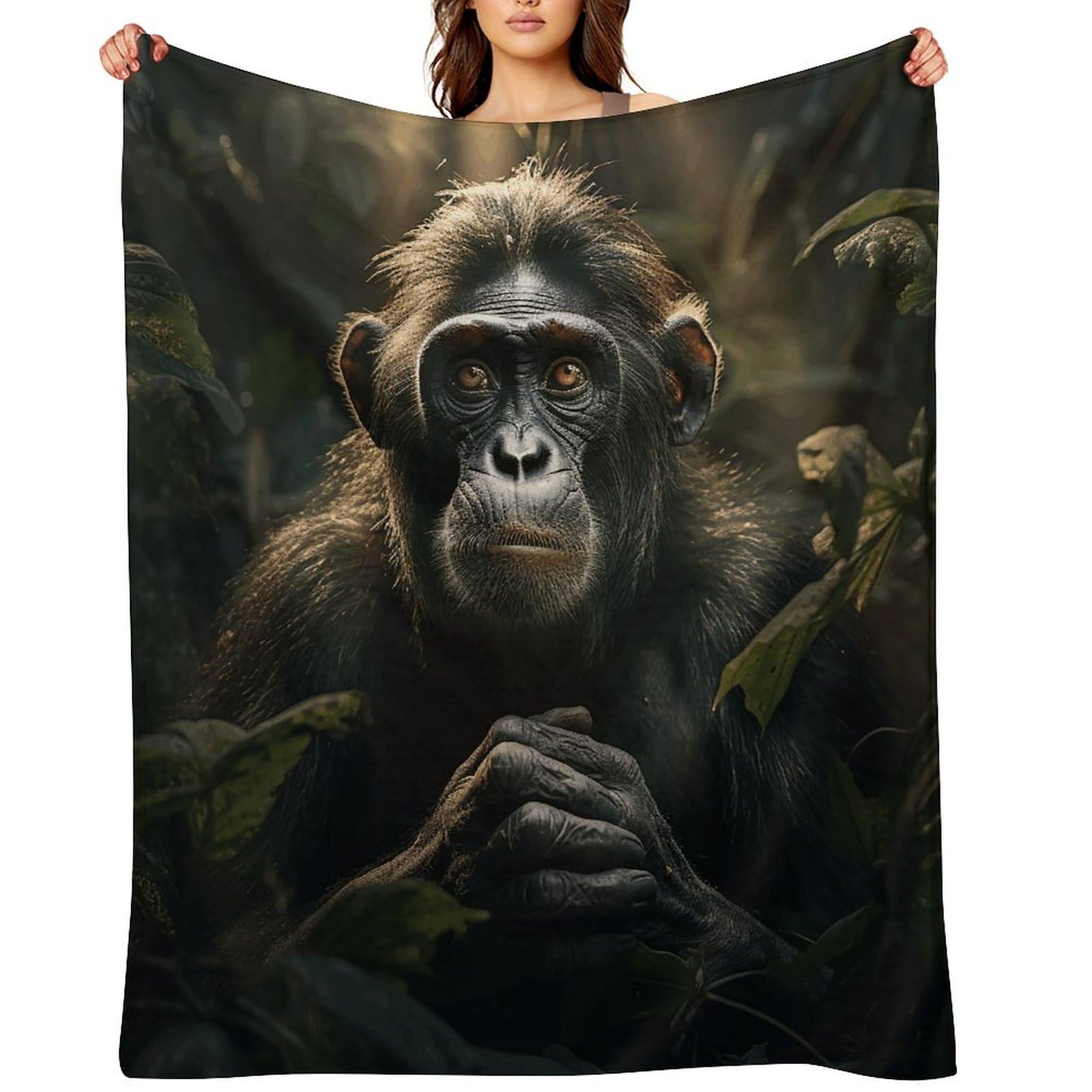 Monkey in Jungle Throw Blanket for Couch and Bed Super Soft Warm Lightweight Throw Blankets Cozy Fuzzy Flannel Blanket Personalized Decorative Blankets for Sofa Decor 30"x40"
