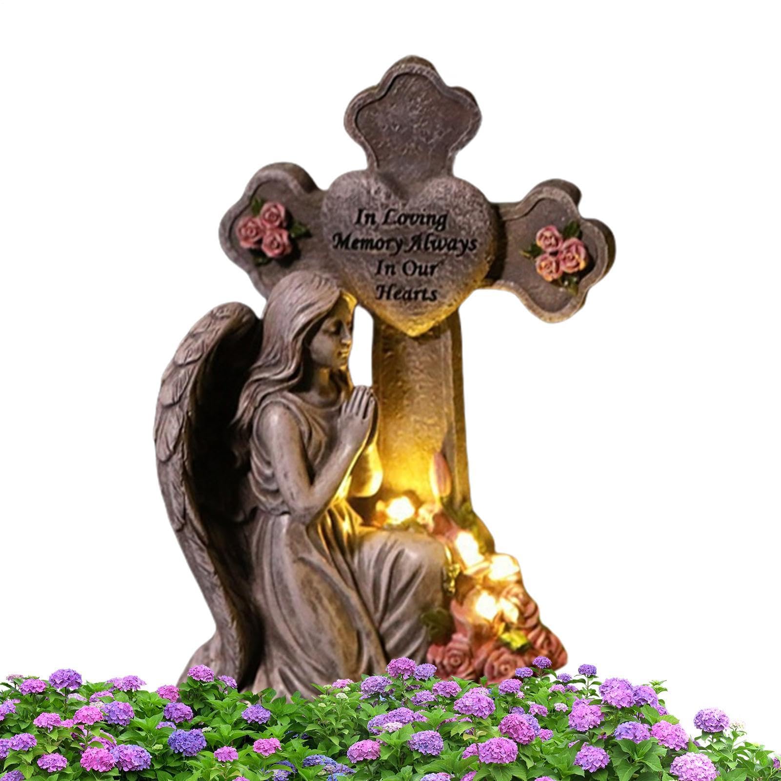 Statues de jardin d'ange solaire extérieur : lampe commémorative étanche pour patio