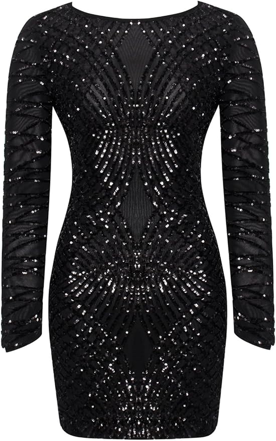 black long sleeve dress sparkle