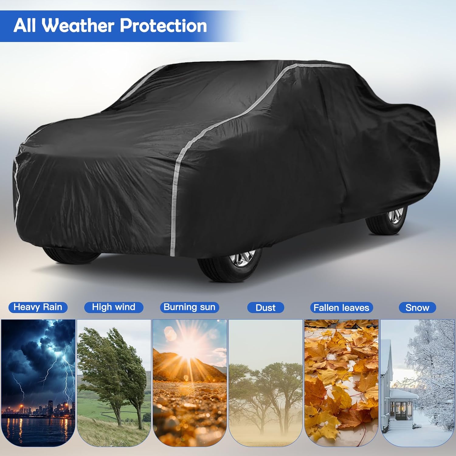 Truck Cover for 1998-2025 Silverado 1500 Crew Cab Short Bed, Multi-Layer Pickup Covers Waterproof All Weather with Zipper Door, Sun Rain Dust Snow Protection