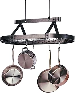Enclume Premier 3-Foot Oval Ceiling Pot Rack, Hammered Steel