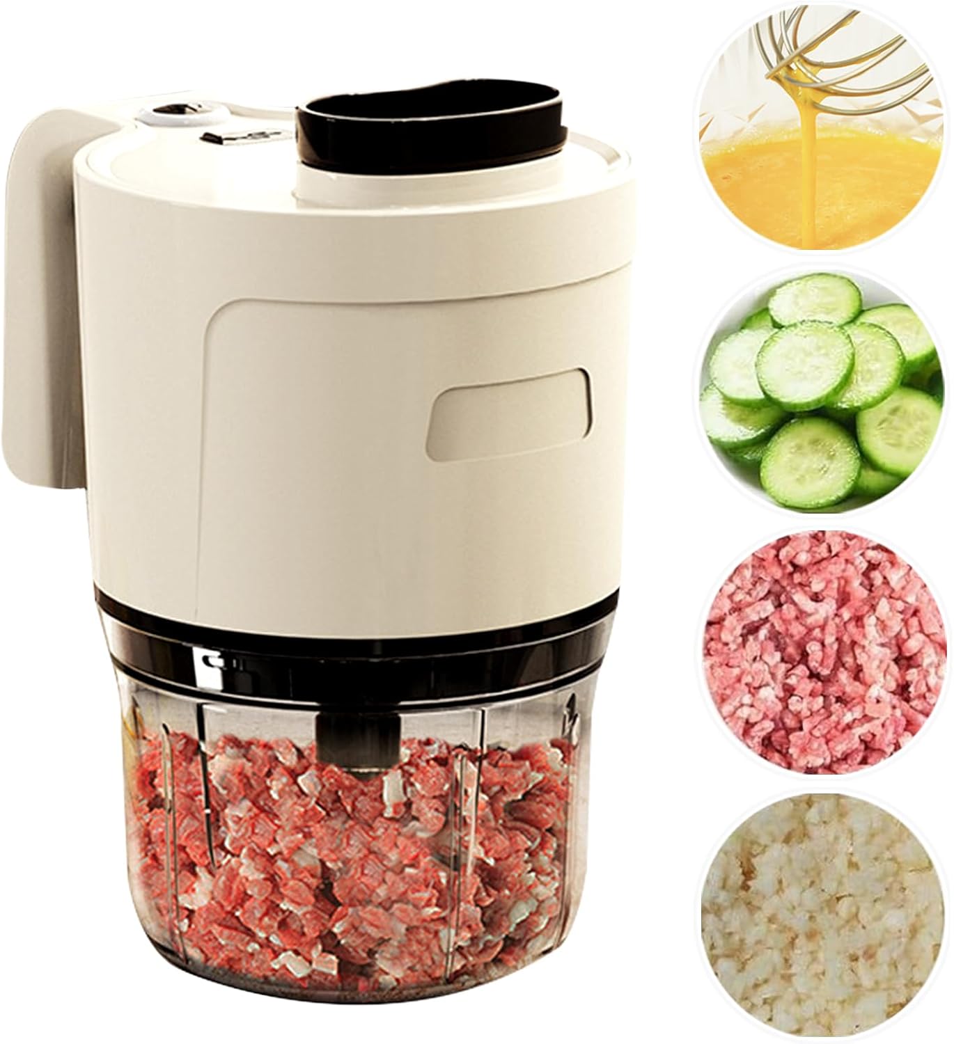 4-in-1 Waterproof Cordless Electric Vegetable Slicer Set – Handheld Electric Chopper, Garlic Chopper, Food Slicer, Hand Mixer with Blender for Chopping, Dicing and Pureeing