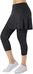 Xioker Women Skirts with Leggings,Athletic Skorts Leggings with Pockets,Capris Skirted Leggings for Tennis Golf