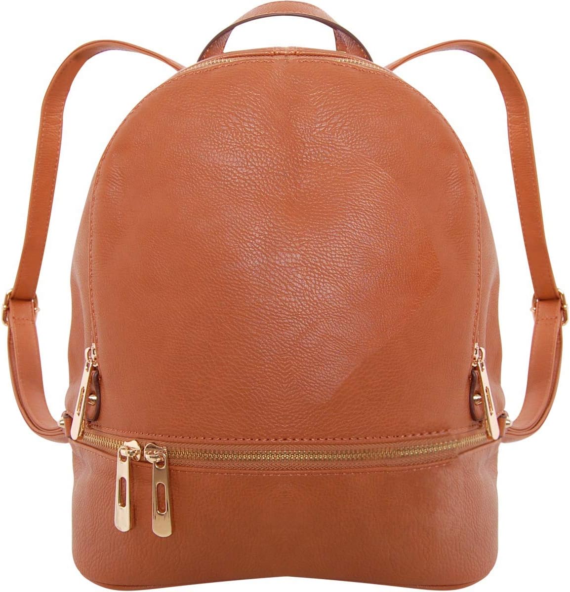 Humble Chic Vegan Leather Backpack Purse for Women - Small Fashion Travel School Book-Bag Casual Shoulder Handbag (Saddle Brown)