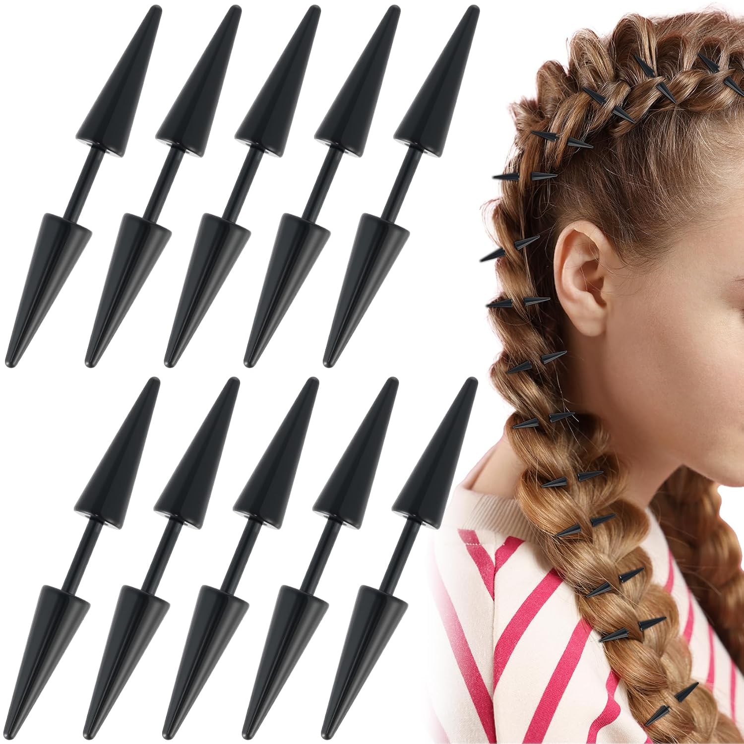 Goth Spikes for Hair Braids - Edgy Metal Accessories