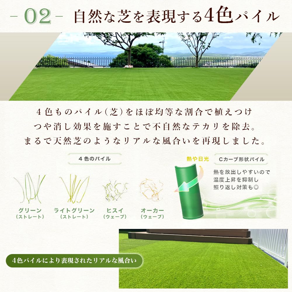 Amazon | NITTO SEKKO 人工芝 ロール ターフグランデ®プレミアム 2m 