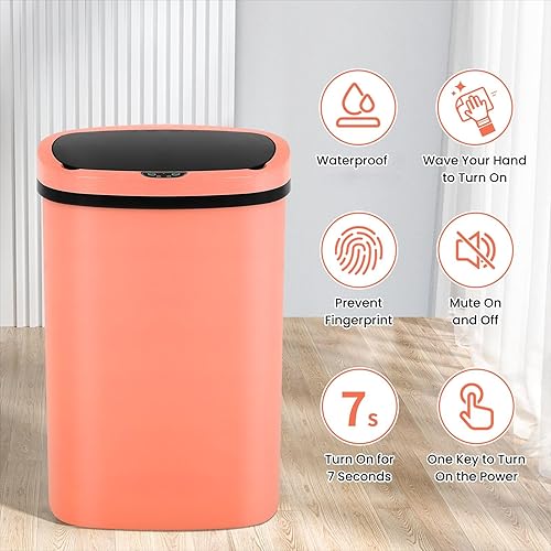 Miniatura 38 de BLKMTY Basurero de cocina de 13 galones de acero inoxidable de 50 litros, cubo de basura automático sin tacto, con sensor de movimiento, con tapa