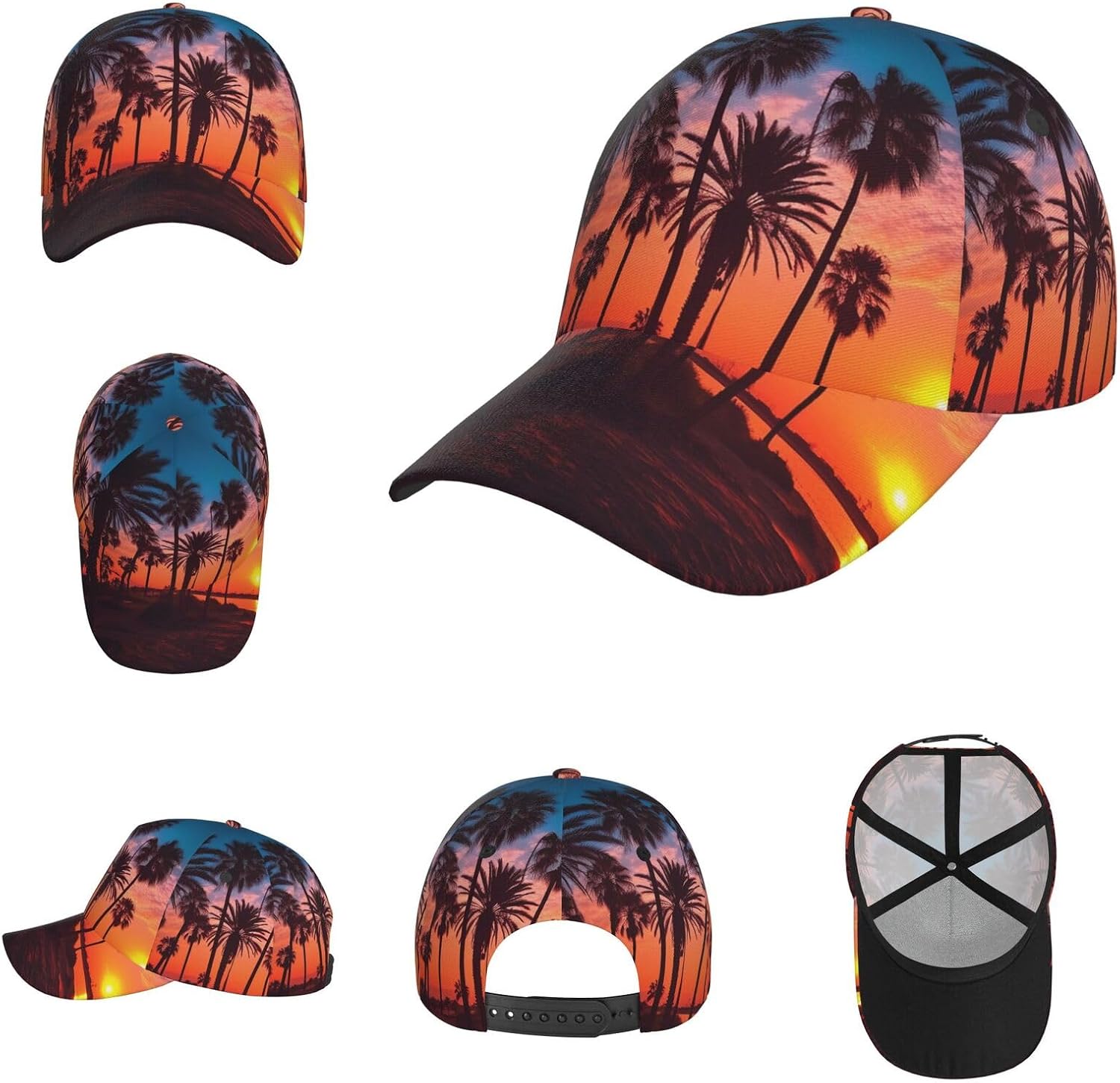 Palm Tree Sunset Baseball Caps Ajustable Golf Dad Hats Gift for Men Women Sport Hat Outdoor Visor Hats Black