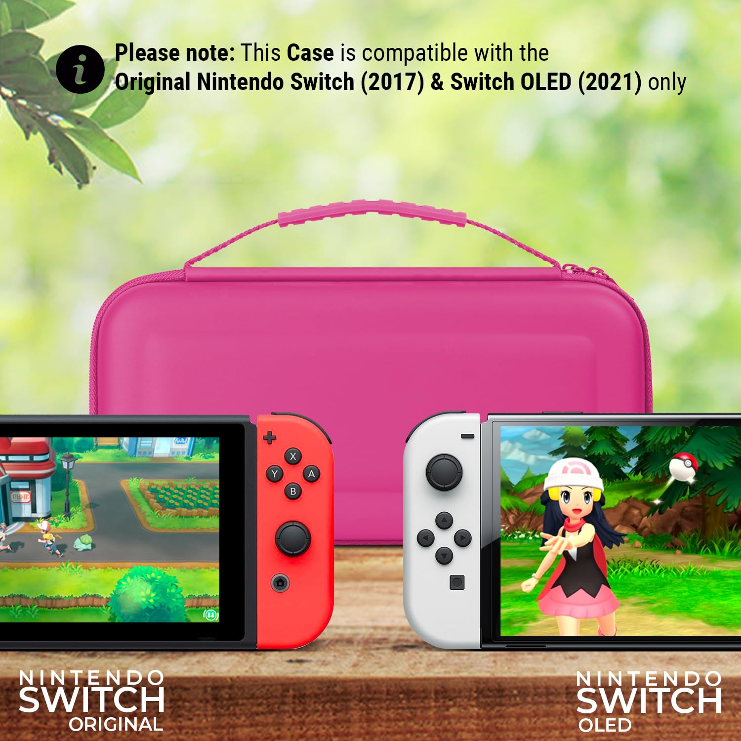 Orzly Carry Case Compatible with Nintendo Switch and New Switch OLED Console - Pink Protective Hard Portable Travel Carry Case Shell Pouch with Pockets for Accessories and Games