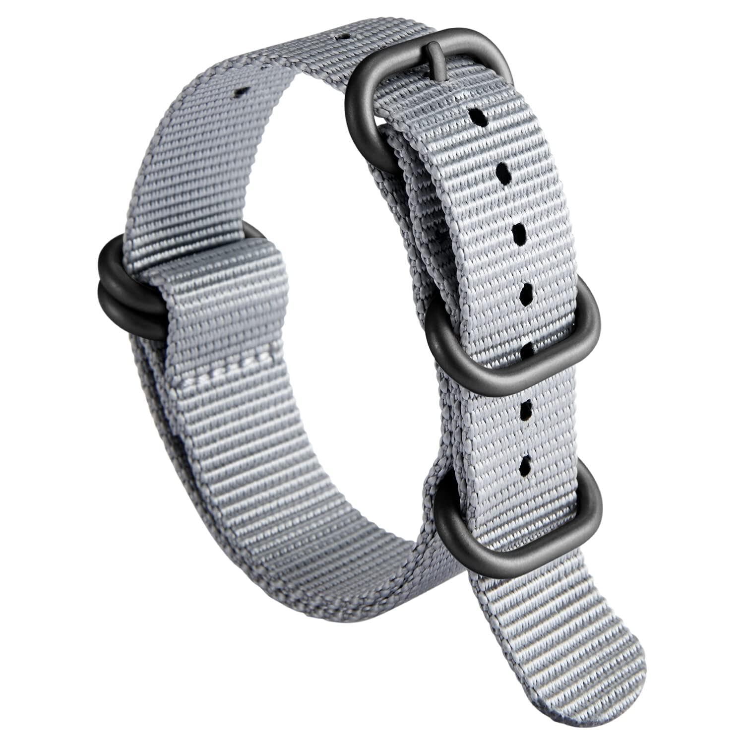 Nylon Watch Strap, Multicolor Watch Bands Replacement for Men Women 18mm 19mm 20mm 21mm 22mm 23mm 24mm G10 Premium Ballistic with Military Heavy Duty 5 Rings Silver/Black Stainless Steel Buckle — view 17