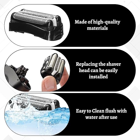 Electric Shaver Replacement Head,Dry Wet Electric Shaver Head,Shaver Accessories for Braun S3 Replacement Head Compatible with Braun Series 32B Electric Shavers