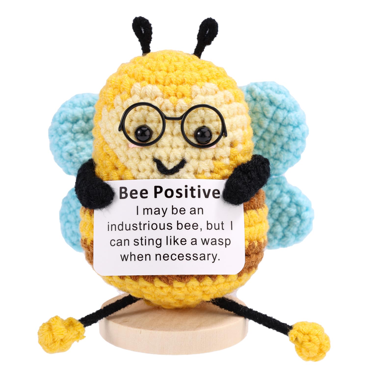 Bee, Funny Emotional Bee Support Inspirational Toy Mini Cute Crochet Doll Decoration Appreciation Gift for Mom Grandma Teachers Coworkers Friends