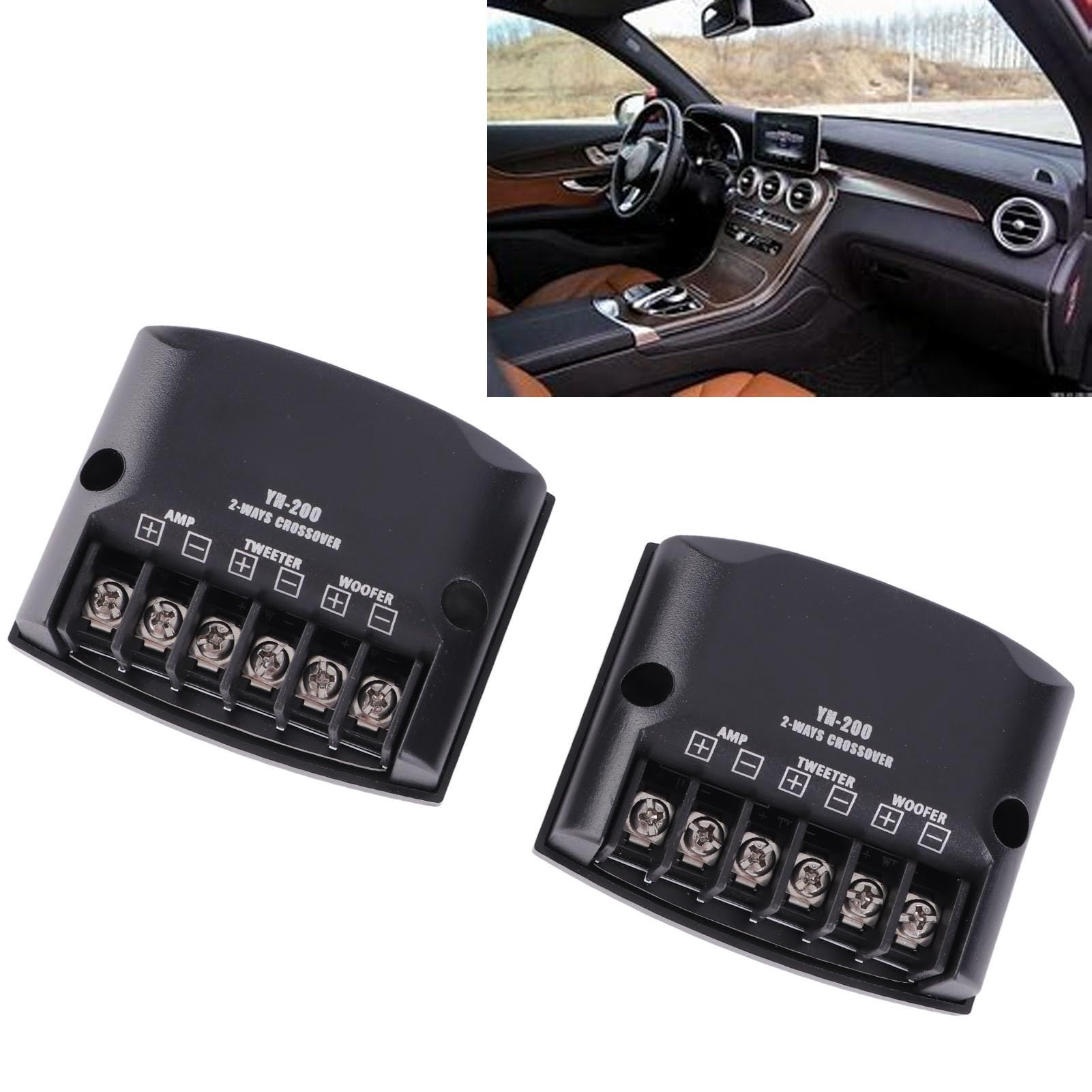 2 Filtros de Vías para Altavoces de Coche Condensadores de Alta Frecuencia Audio Negro para de Sonido Automotriz