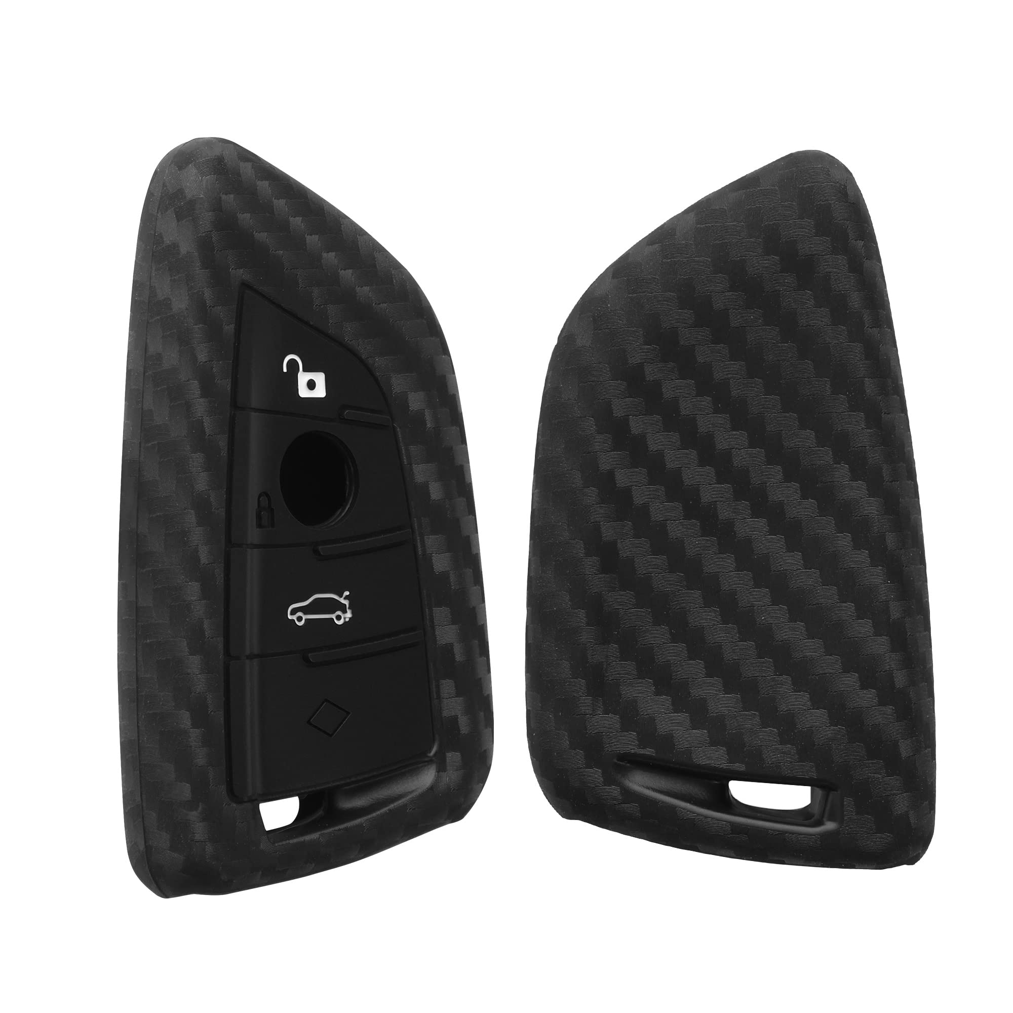 kwmobile Custodia Coprichiave Compatibile con BMW con 3 tasti Smart Key Cover - Copritelecomando Chiave Auto - Copri Chiavi Macchina Effetto Carbonio