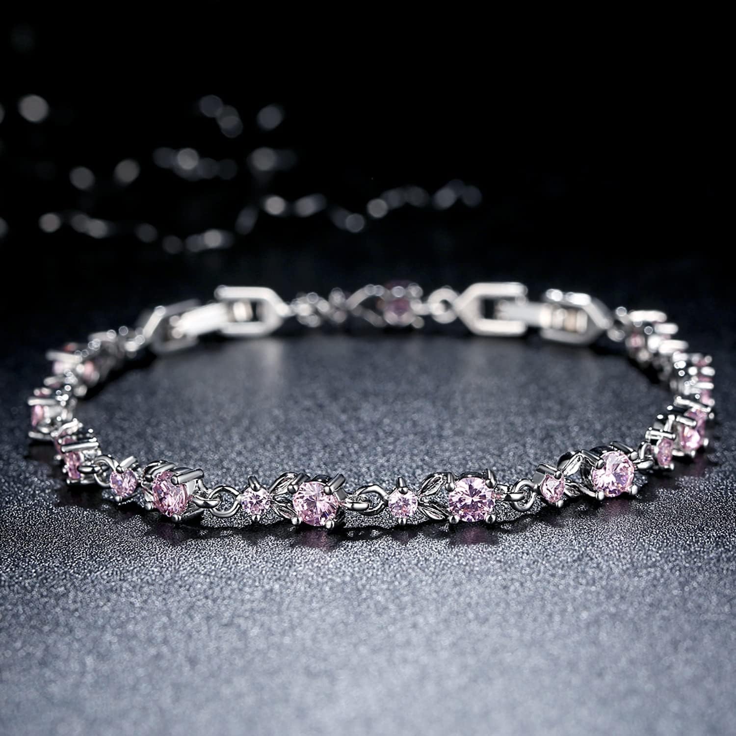 WOSTU White Gold Plated 3mm CZ Classic Tennis Wedding Bracelets for Brides Cubic Zirconia| White Gold Bracelets for Women | Size 6.5-8 Inch - Image 4