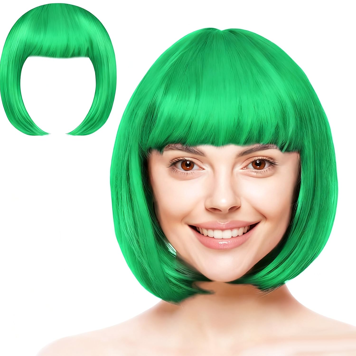 Uqingo Green Short Bob Wig