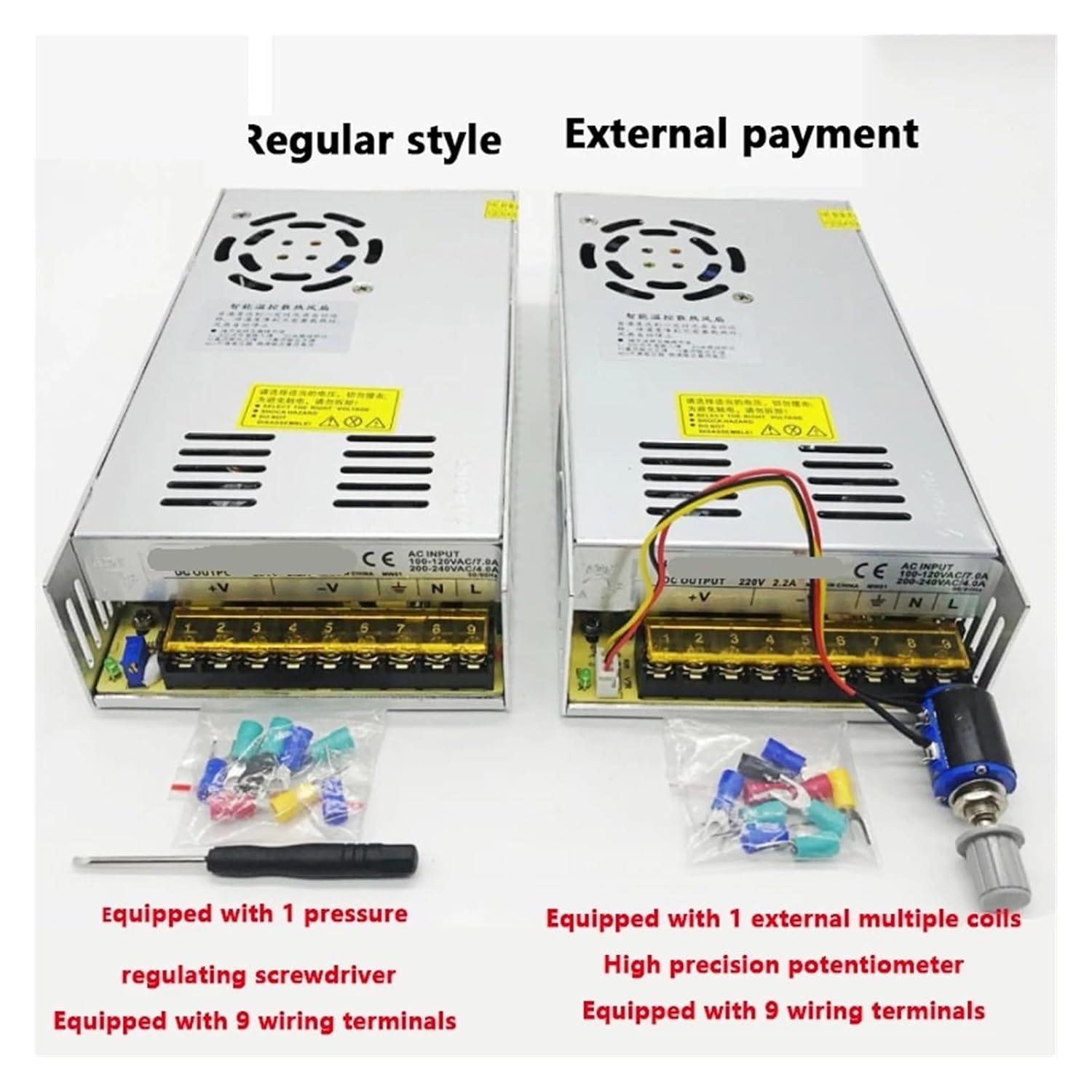1PCS 480W Power AC Converter 220v 110v to DC 12V 24V 36V 48V Adjustable Regulated Switching Power Supply (Color : 0-5V60A, Size : Convention)