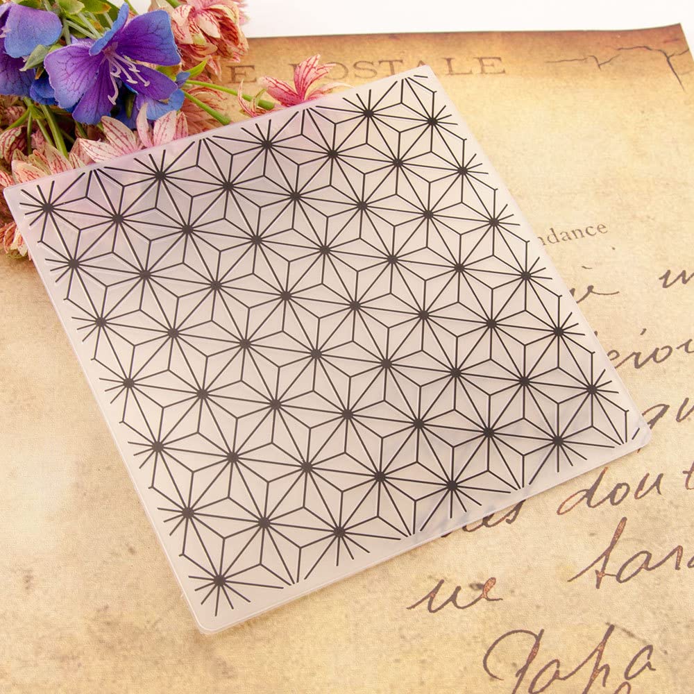 NZJ 3D Texured Diamond Grid Flower Rose Plastic Embossing Folders for Card Making Scrapbooking and Other Paper Crafts (Diamond Grid)