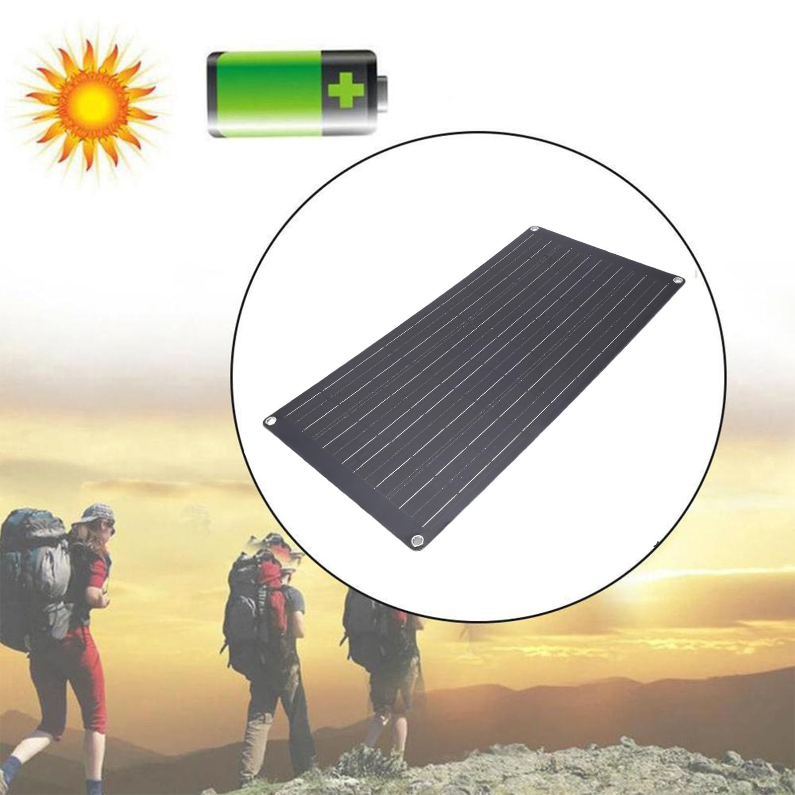 AUNMAS Cargador de Coche con Panel Solar, Cargador de Batería Portátil Ligero con Carga Rápida, Fuente de Energía Eficiente para Camping y Uso de Emergencia