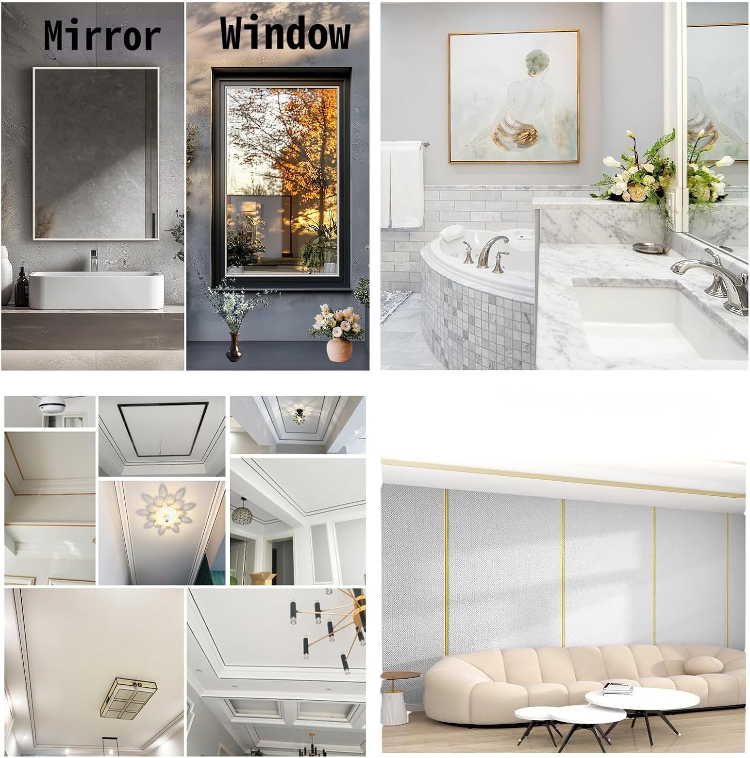 Condition photo showing New/Like New for silver 6.56ft peel and stick wall molding trim,gold trim,for bathroom mirror border flexible molding strip,wall,window & door photo frame tile edge strip(w 0.31in) silver(2m)