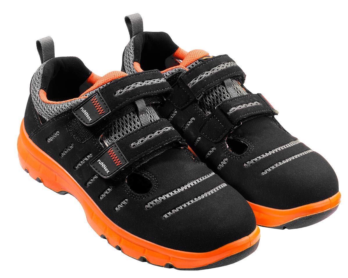 ruNNex® S1P-ESD-Sicherheitsklettsandale FlexStar, schwarz/orange, Gr. 42