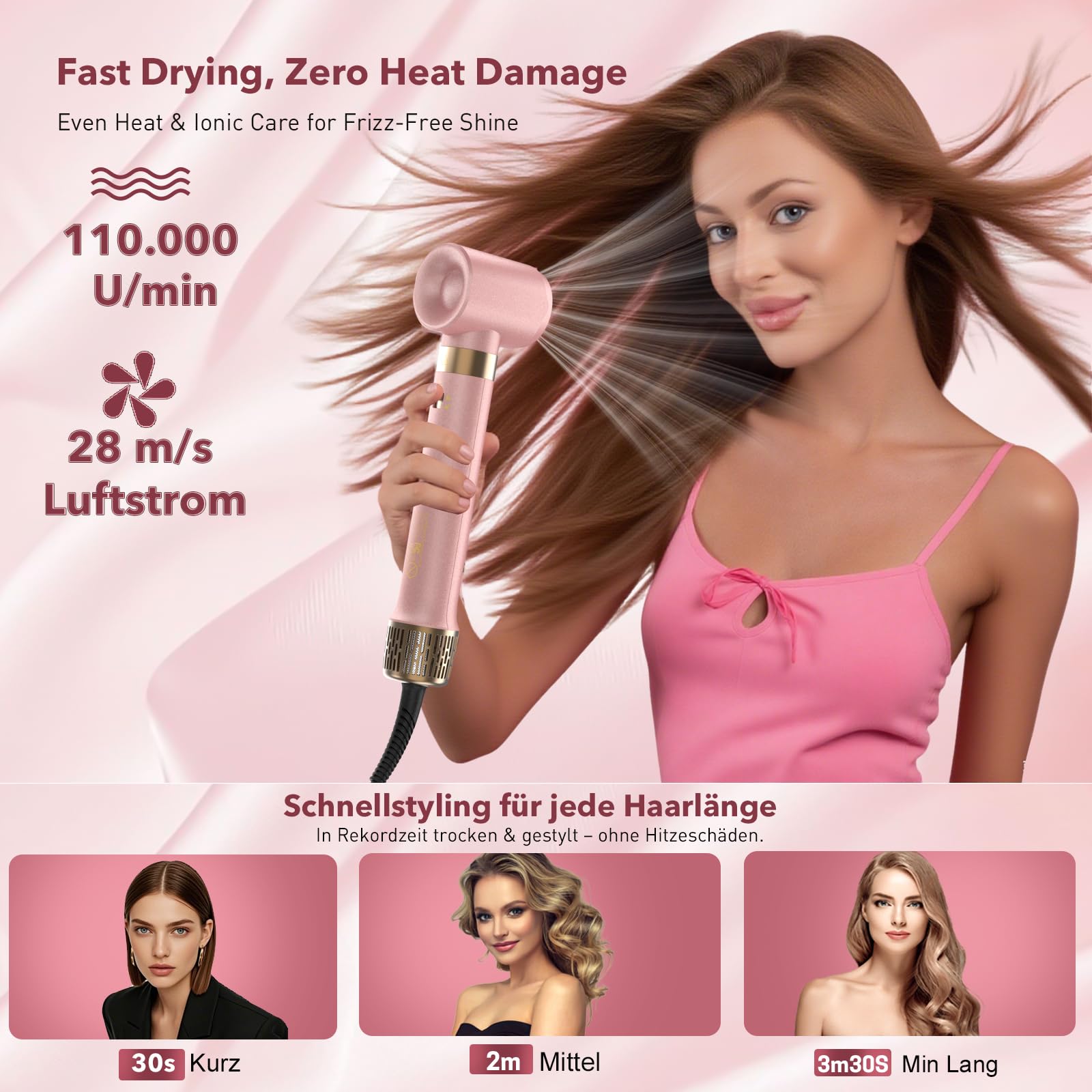 Mythsight StyleVibe 8-in-1 Airstyler mit Diffusor-Haartrockner, automatischen Lockenwicklern, Thermobürste, Reisetasche