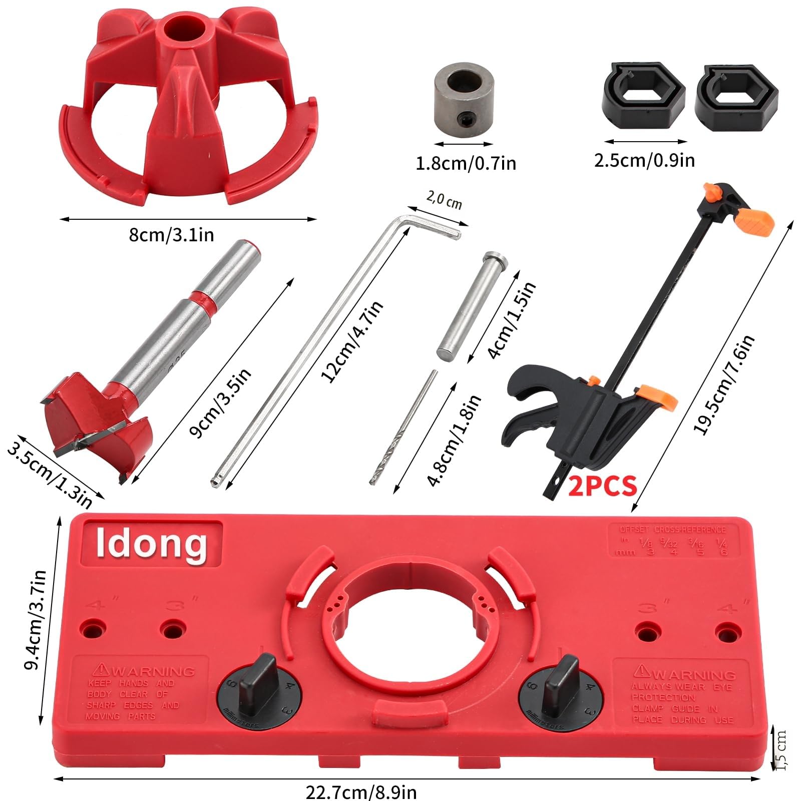 Idong Dima pour trous à poche 35 mm, ensemble de guides, fermeture à glissière, perceuse cachée à tasse, série trous outils de travail du bois, charnière pour installation de charnières de porte