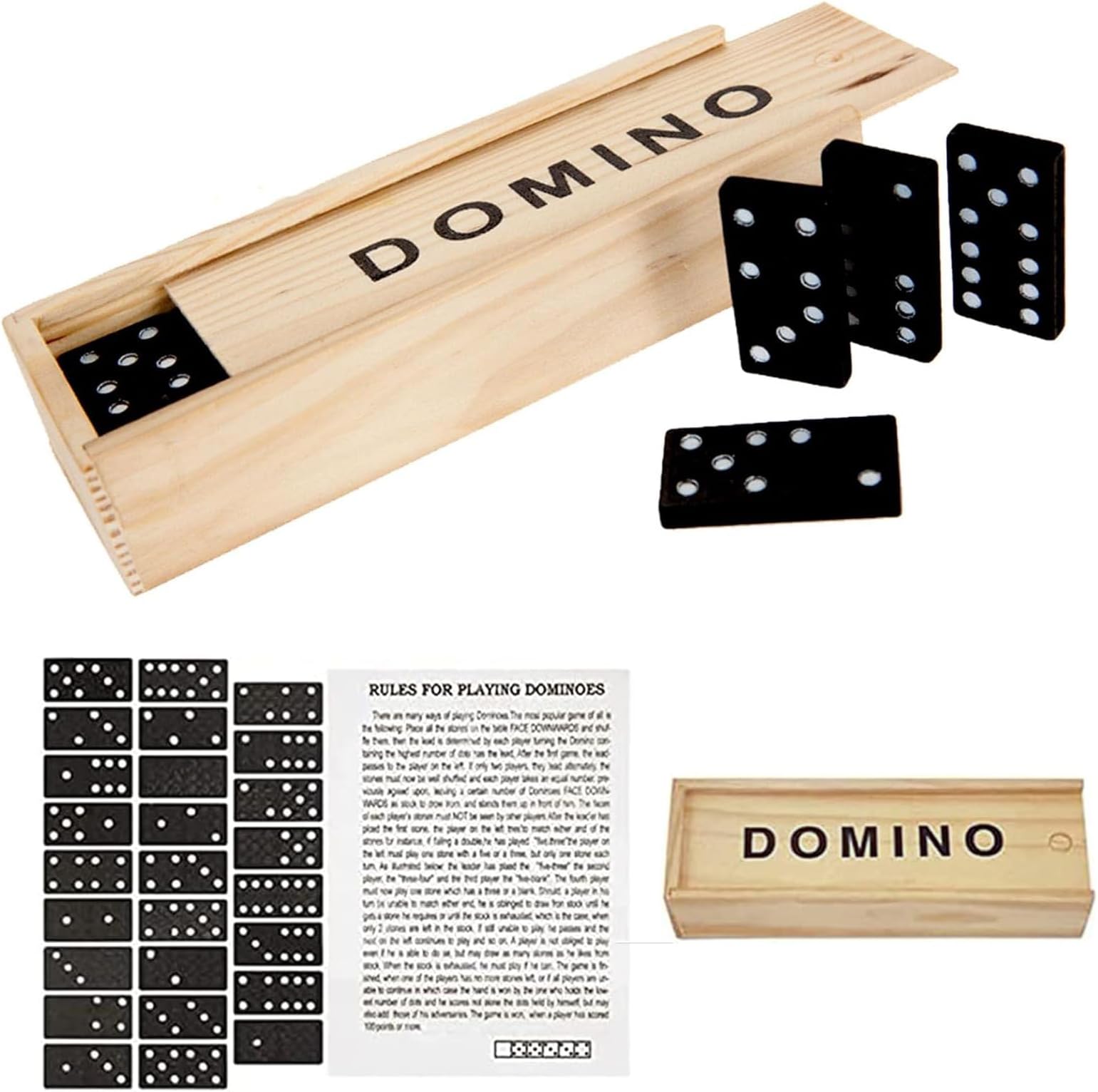 28 Pcs Dominoes Set - Dominoes For Adults & Children, Wooden Retro Gift Box