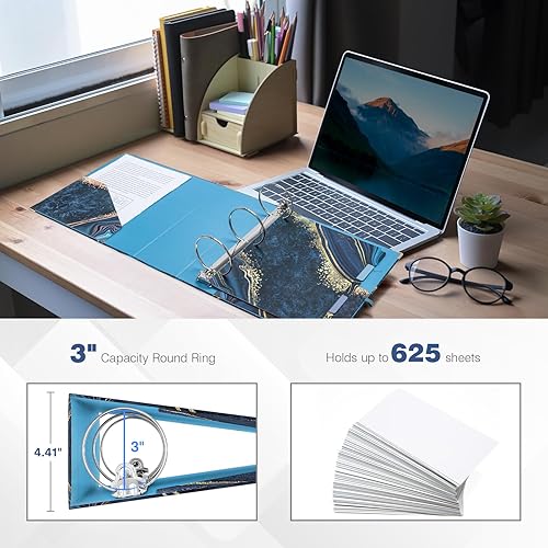 Miniatura 197 de Ospelelf Mini 3 Ring Binder, 2 Inch, Cute Pink Marble Binder for 5.5" x 8.5" with 5 Tab Dividers, File Folder Labels and Low Profile Clipboards