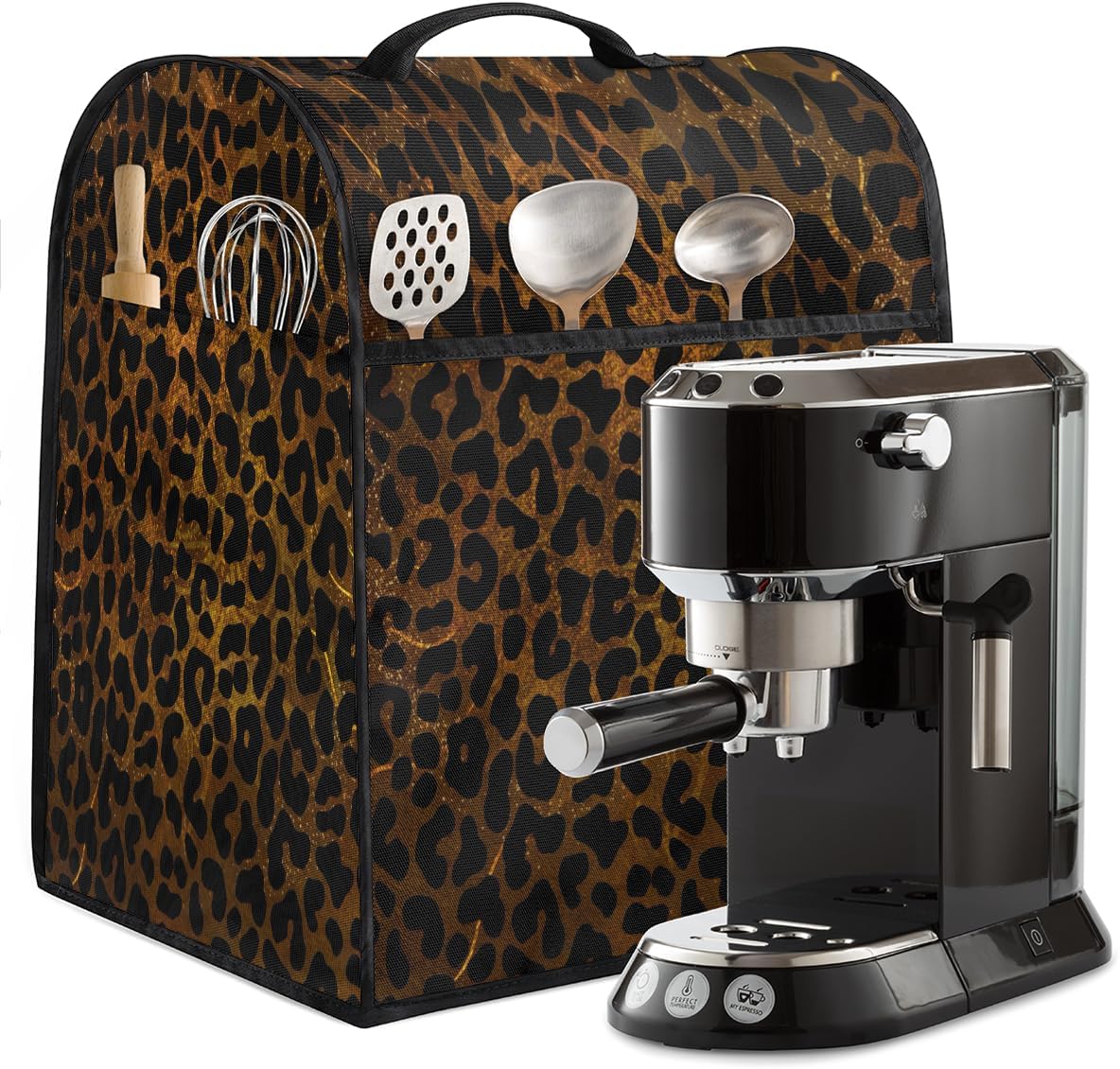 Kitchen Aid Mixer Cover Compatible with 6-8 Quarts Brown Cheetah Leopard Print Stand Mixer Cover Red Flower Dust Cover with Zipper Pocket Kitchen Aid Mixer Accessories Kitchen Appliance Organizer Bag