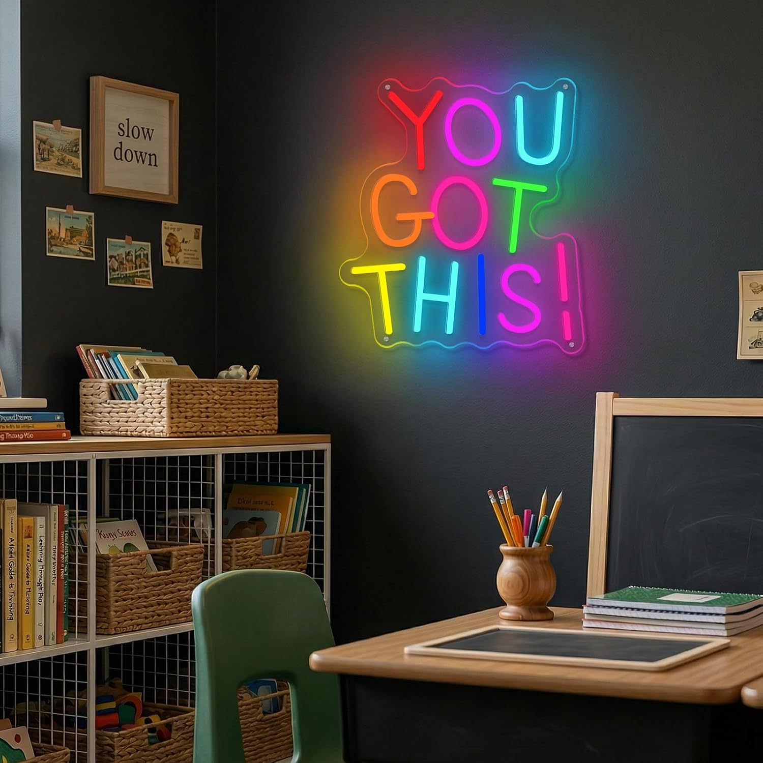 You Got This Neon Sign for Wall Decor, Dimmable LED Neon Signs for Bedroom Inspirational Letter Neon Light for Office Classroom Home Bar Party