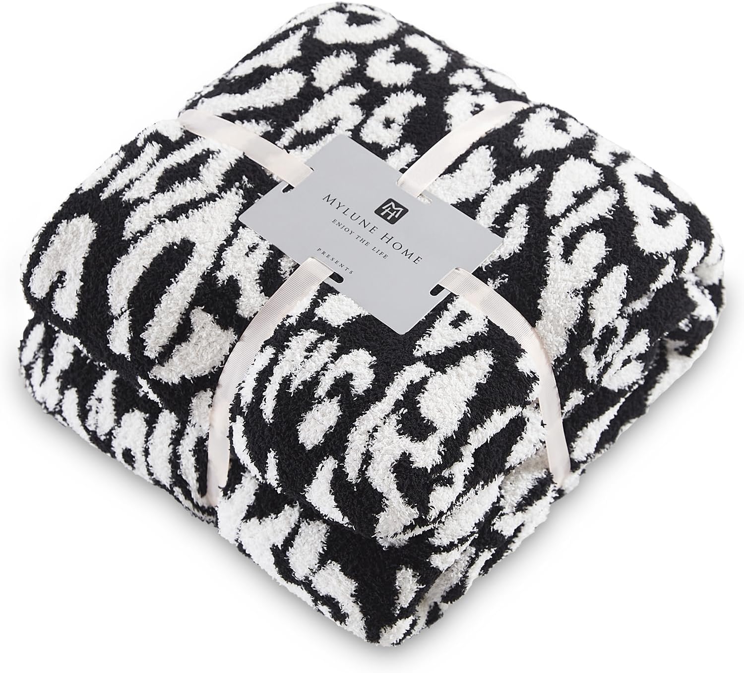 MH MYLUNE HOME Ultra Soft Leopard Throw Blanket (71x78 inches) Microfiber Blanket Plush Warm Reversible Cheetah Blanket Leopard Pattern Throw for Couch Bed Sofa, Black and White, 71"x78"