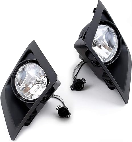Miniatura 4 de RP Remarkable Power, Compatible con Sierra 1500 2014-2016 faros antiniebla transparentes, par de lentes transparentes, bombillas H3 12V 20W FL7086